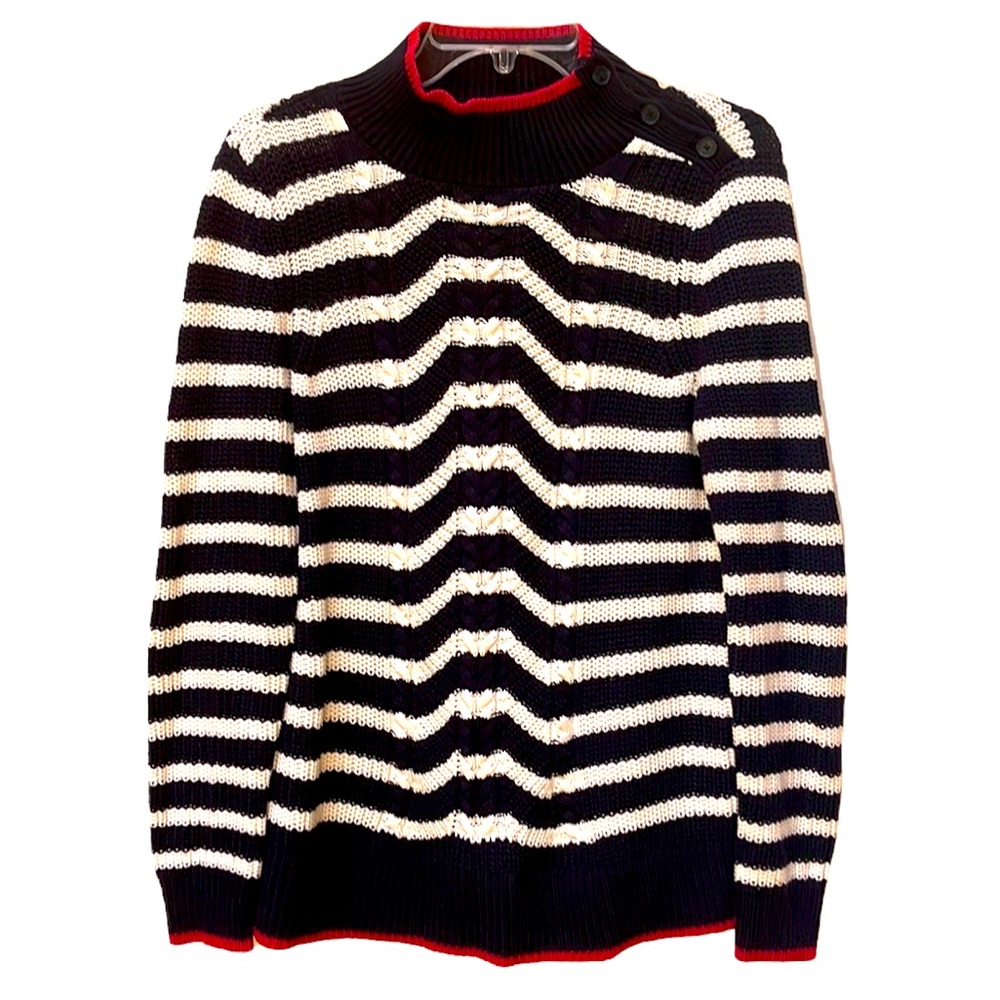 LOFT Black and White Striped Sweater